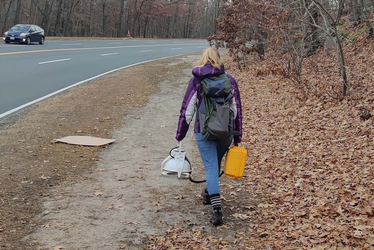 Researcher walking