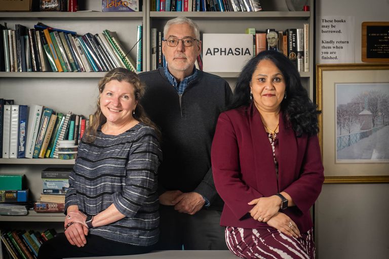 BU aphasia researchers Elizabeth Hoover, Jerry Kaplan and Swathi Kiran