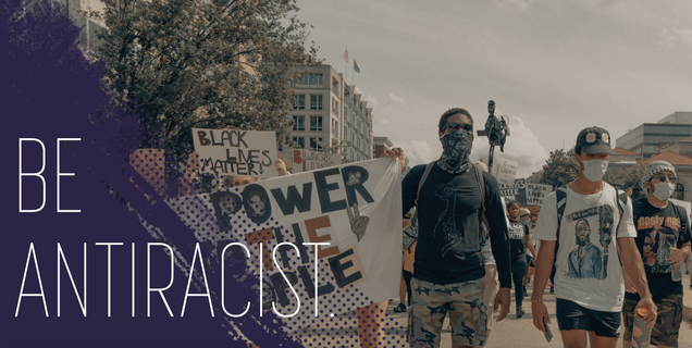 Banner says Be Antiracist 