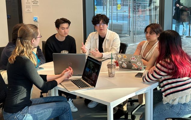 BU Spark! students collaborate during a Spark! class.
