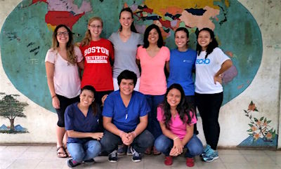 Clockwise from top left: SPH students Natasha Viveiros, Samantha Clark, Chelsea Jensen, Beleny Reese, and Rebecca Albanese, and UNAN medical students Dominique Esquivel, Anielka Espinoza, Yerrí Ruiz, and Alexa Duarte.