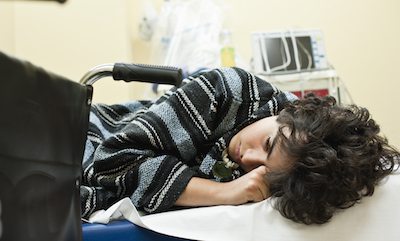 Teenager in a hospital emergency room 
