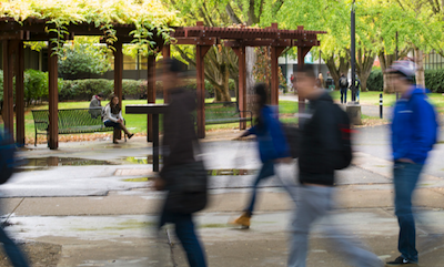 Students walking by on college campus