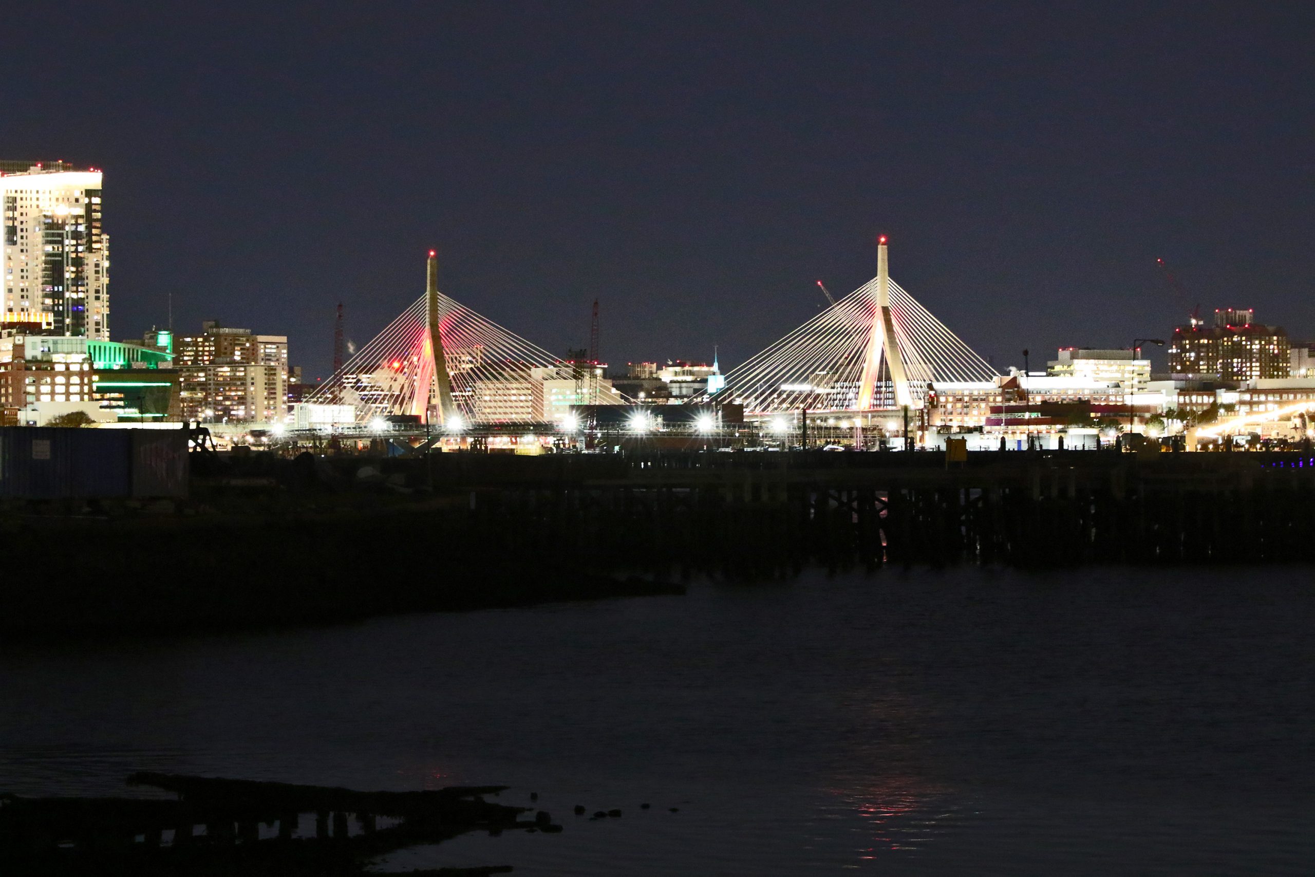 Leonard P. Zakim Bunker Hill Memorial Bridge at night
