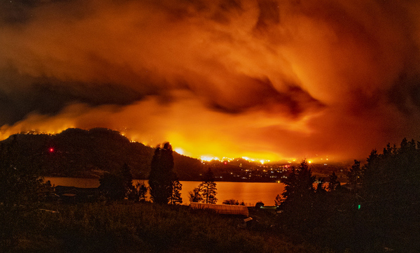 Forest Fire at night in the Okanagan Valley