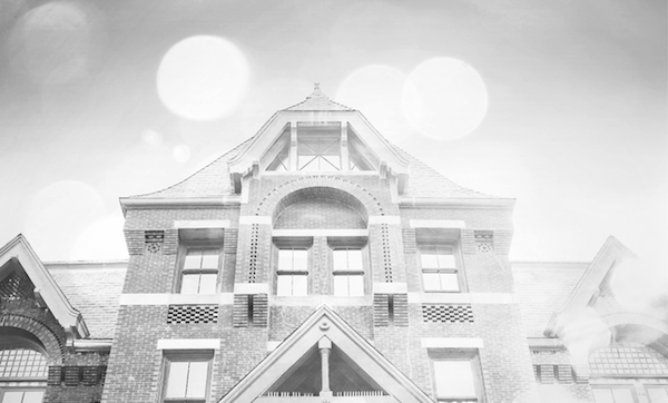 Black and white photo of Talbot building