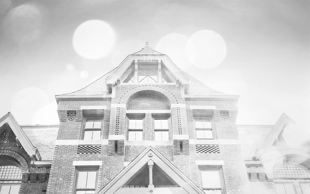 Black and white photo of Talbot building