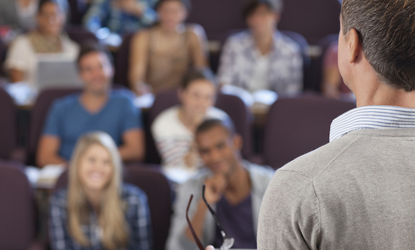 Professor and students in lecture hall
