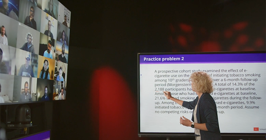 Dean Lisa Sullivan presents to Online MPH students
