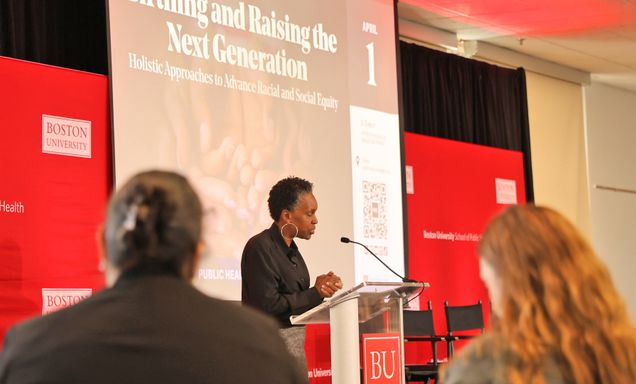 Melissa Gilliam address audience at a Public Health Conversation