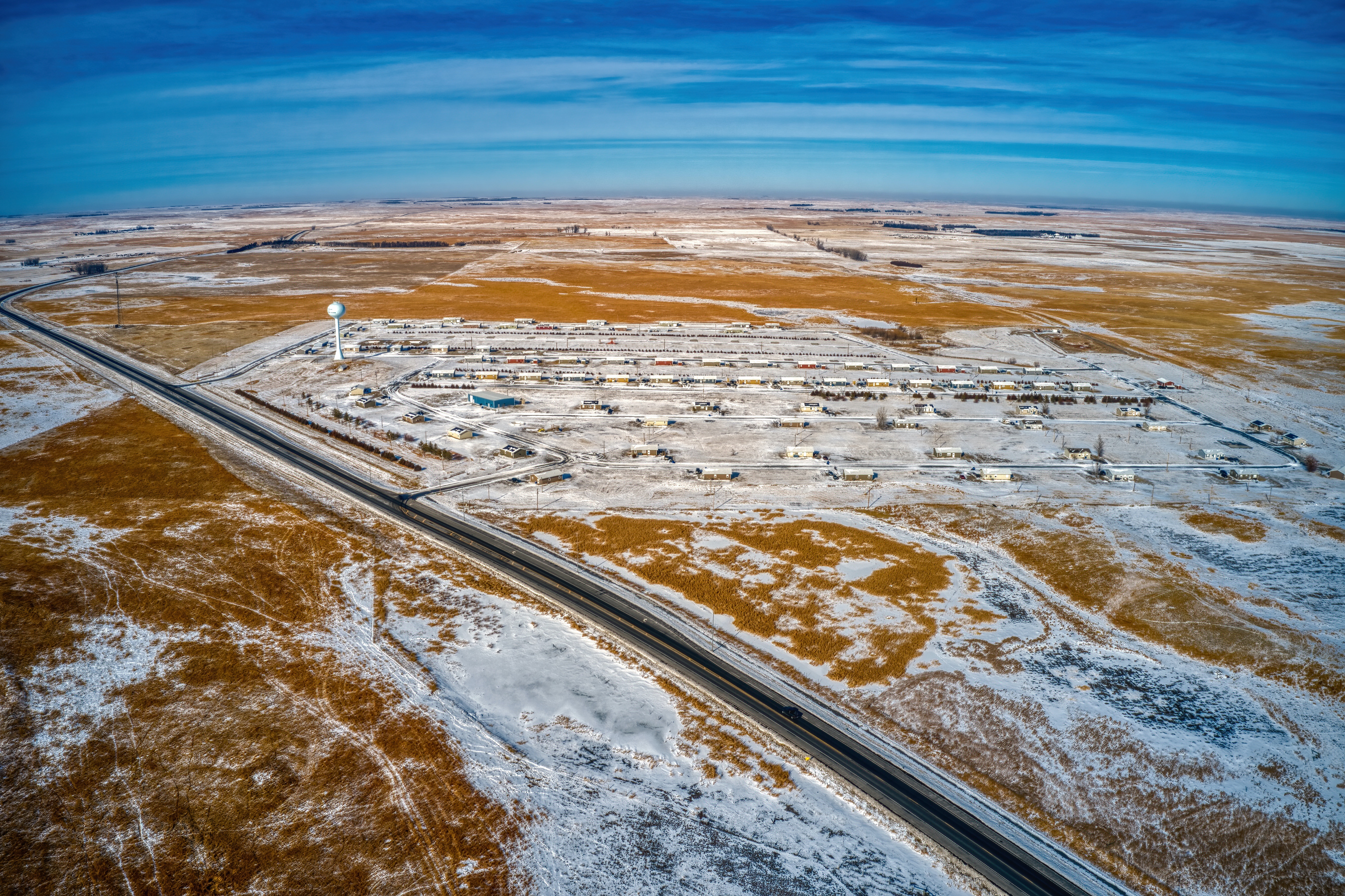 Aerial View of the Rosebud Sioux Native American Reservation in South Dakota
