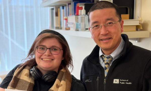 Scarlett Shiloh (left), winner of the 2025 Health "Comm"petition best overall award, with Ziming Xuan