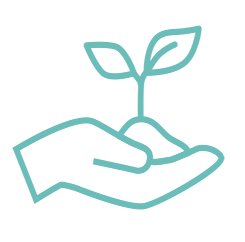 hand holding seedling plant icon
