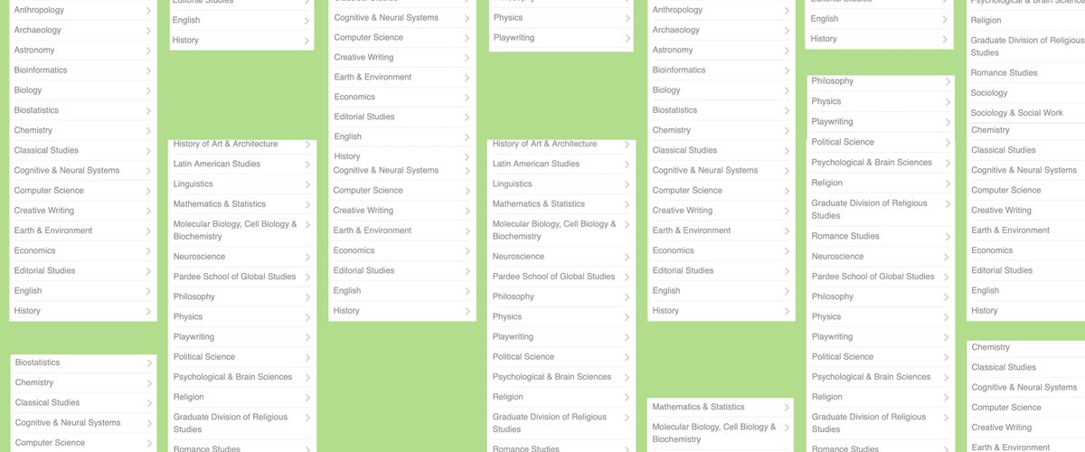 Banner image with names of departments/disciplines