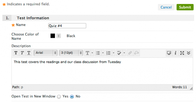 Test Information