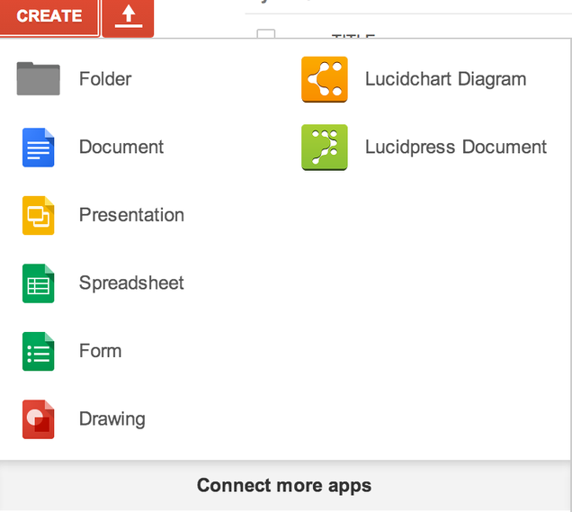 Google Drive menu