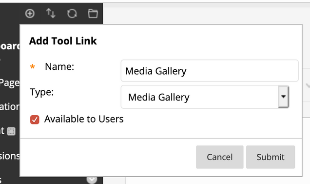 Media Gallery in Blackboard