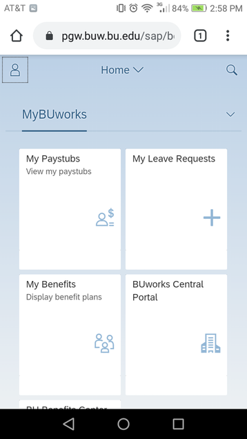 MyBUworks Launchpad Home page on Android phone