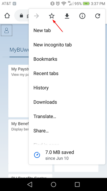 MyBUworks Add URL to Favorites in Android device step 2