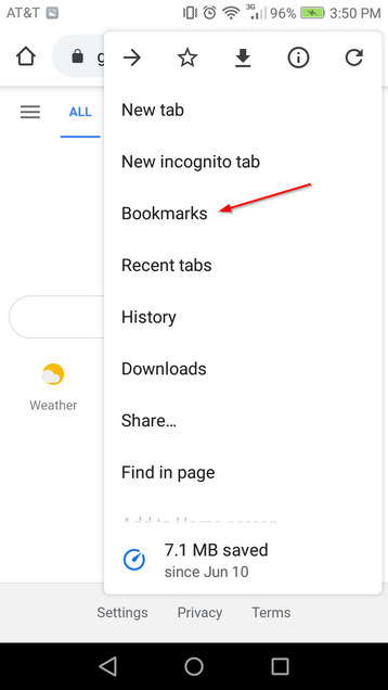 MyBUworks Open Chrome browser Favorites list Step 2