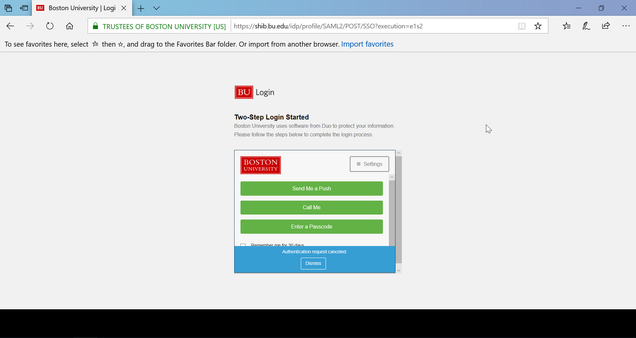 MyBUworks DUO Two-step login in IE Browser
