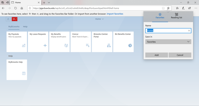 MyBUworks Add to favorites in IE Browser Step 2