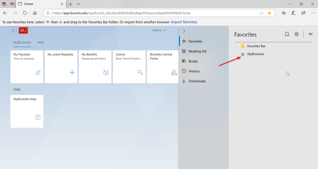 MyBUworks Open my Favorites in IE Browser Step 2