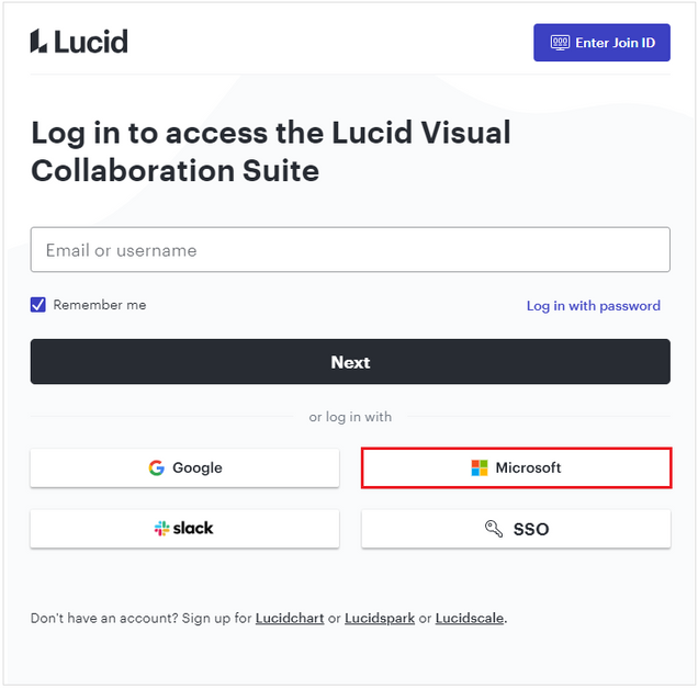 Lucid Login Screen
