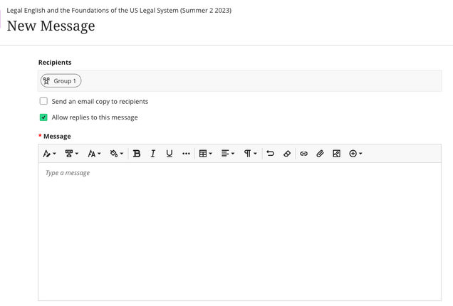 Preview of New Message Group