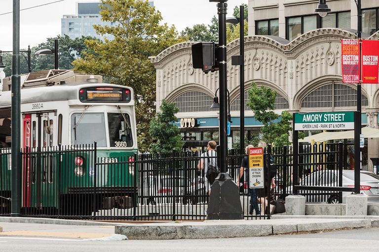 MBTA Green Line train on Commonwealth Ave