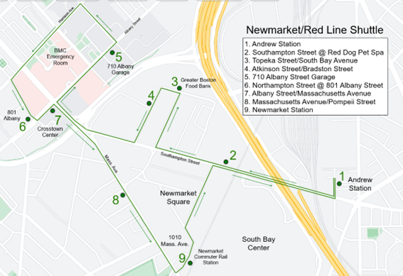 Newmarket Shuttle map for Andrew Station Line