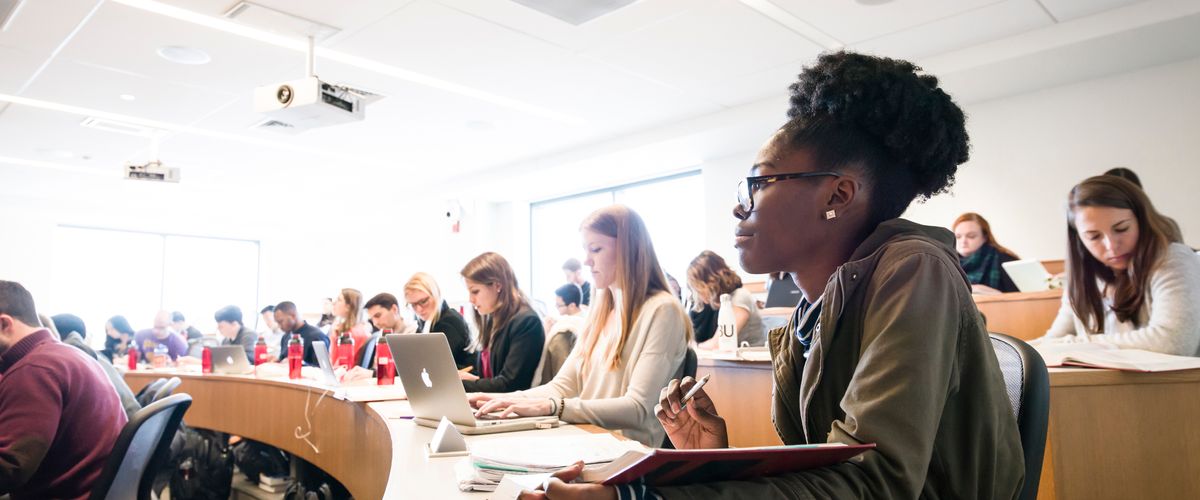 Students learning in a classroom.