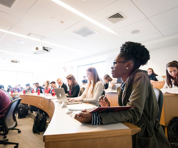 Students learning in a classroom.