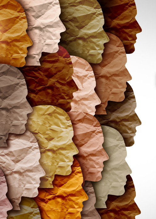 Collage of face profile cut outs