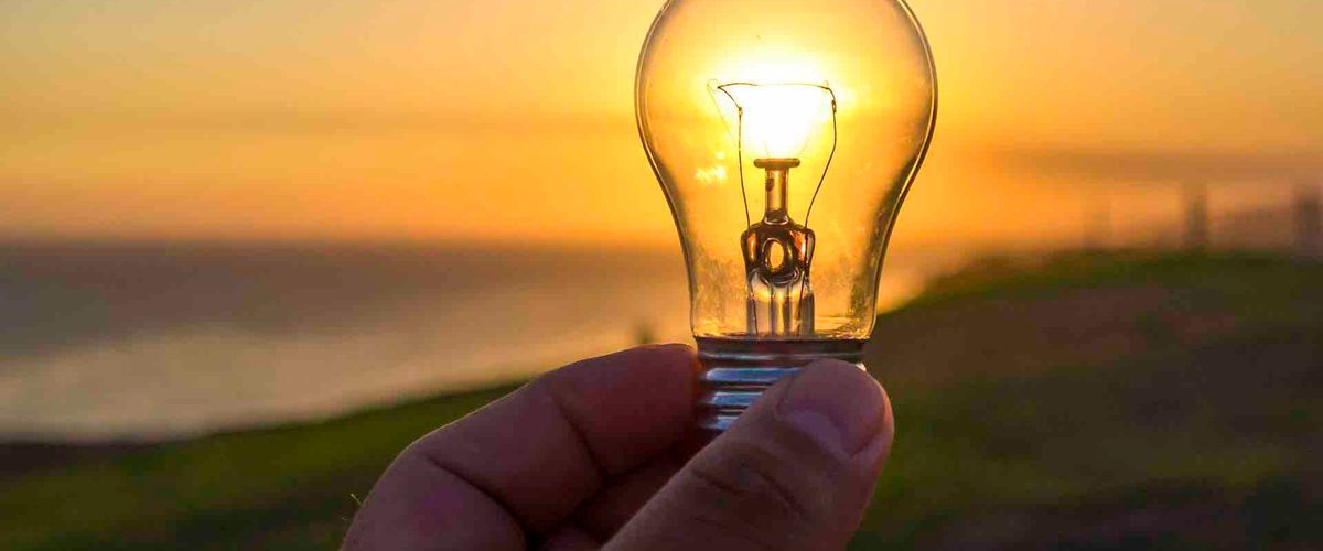 Lightbulb at sunset