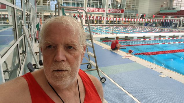 Professor Gilmore on duty at the FitRec pool.