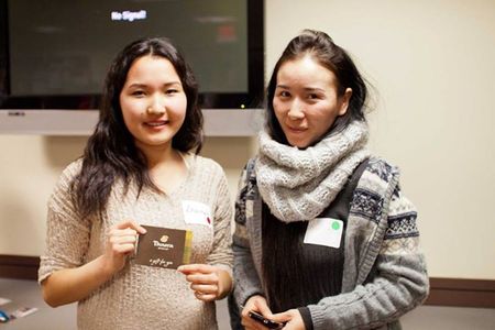 The winners of the Spelling Bee, Zhannat and Minjin.