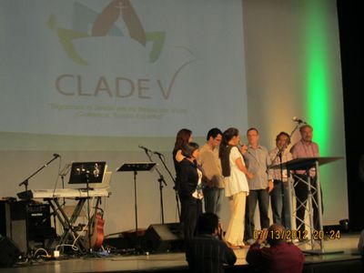 CLADEVDeBorstAddress Outgoing General Secretary Ruth Padilla DeBorst addressing the new executive of the LATF at the end of CLADE V.