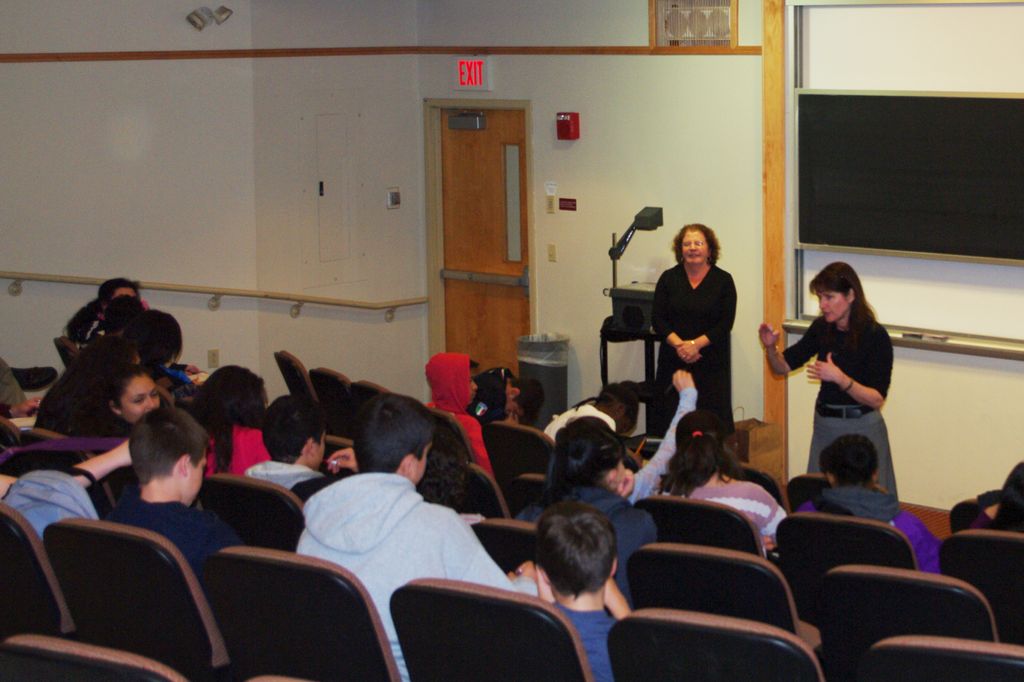 Dean Natalie McKnight answers a question from a student.