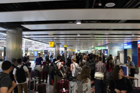 Students (and their luggage) arrive safe and sound. Photo by Ross Hurlock