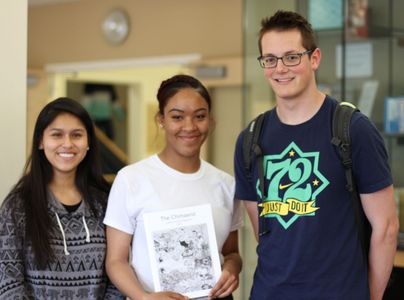 Student editors Jennifer Gonzales, Yael Bermudez, and Mitch McLeod