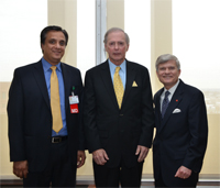 (l–r) Dr. Pushkar Mehra, Dr. Donald Booth, and Dean Jeffrey W. Hutter