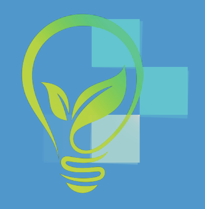 Green Lightbulb with leafs inside graphic design