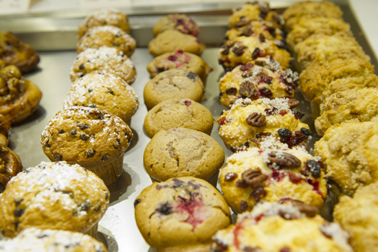 RiZe Bakery, gourmet breakfast muffins Boston University BU, 100 Bay State Center for Student Services, Marciano Commons basement bakery, dining services, Rize Bakery, gourmet breakfast muffins