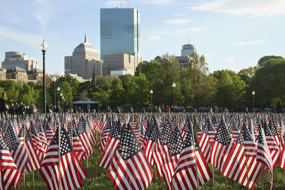 Flags in Boston Common
