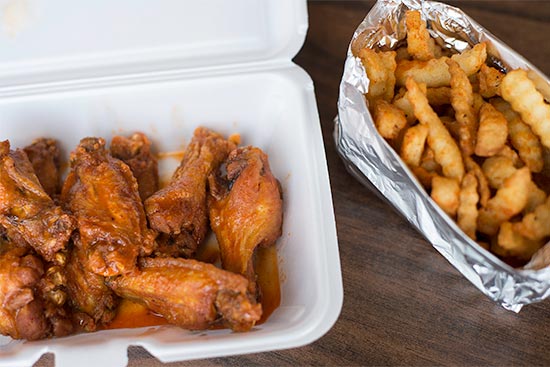 Buffalo Wings and Fries at Wing-It, Allston, MA