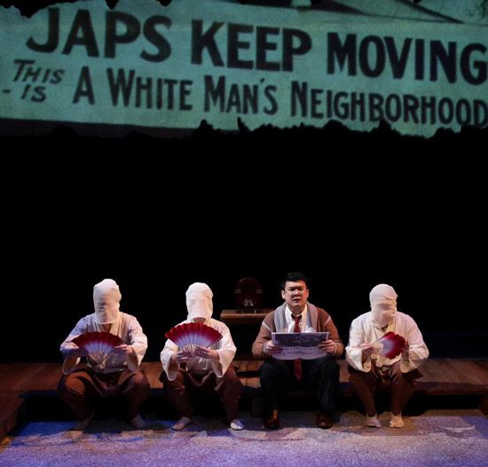 A scene from <em>Hold These Truths</em>, a production about the real-life story of a Japanese American who resisted internment during World War II.