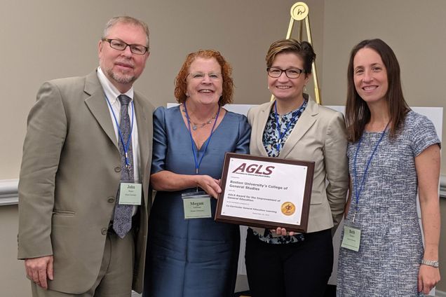 Members of the College of General Studies pose with the AGLS Exemplary Program Awatd