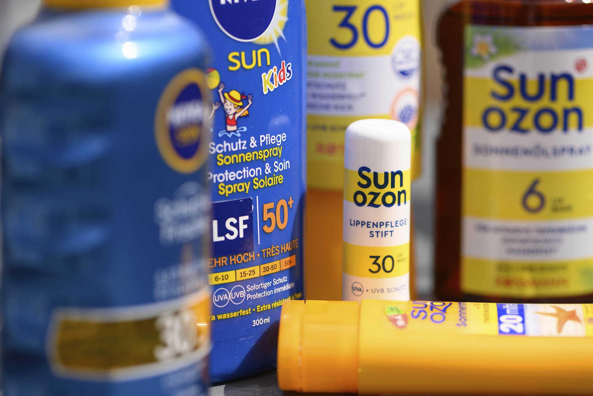 Photo: A photo of various sunscreens.