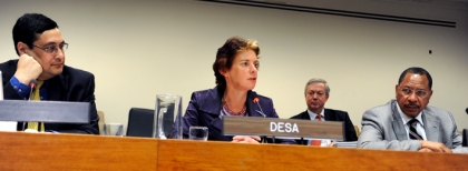 Dr. Adil Najam, Minister Gerda Verburg, and Dr. Youba Sokona at Pardee Seminar at the United Nations.
